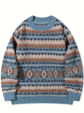 Tricou tricotat lejer - croială lejeră, guler rotund, mâneci lungi, poliester (Croială lejeră, Guler rotund, Mâneci lungi, Poliester)