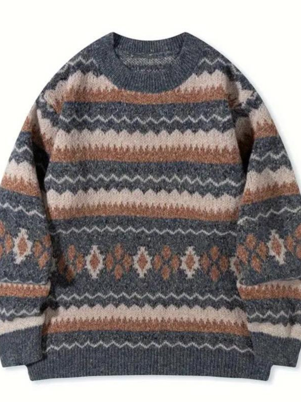 Tricou tricotat lejer - croială lejeră, guler rotund, mâneci lungi, poliester (Croială lejeră, Guler rotund, Mâneci lungi, Poliester)