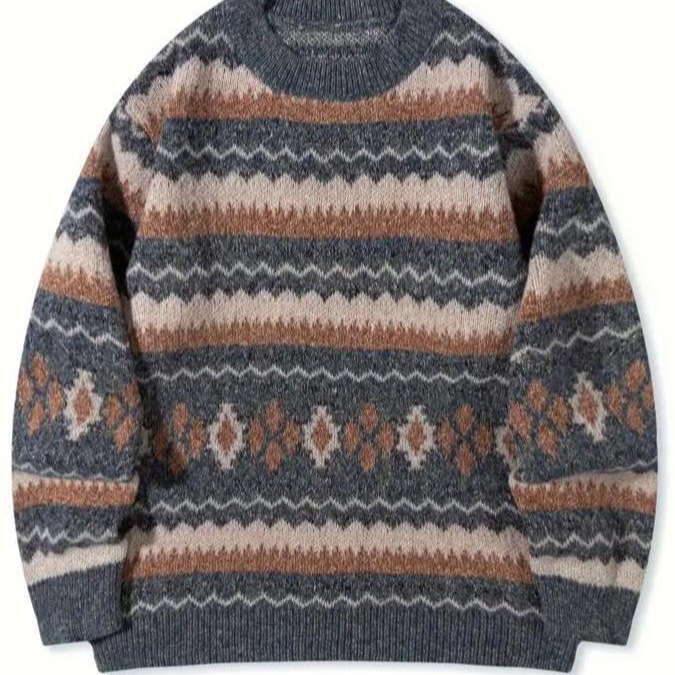 Tricou tricotat lejer - croială lejeră, guler rotund, mâneci lungi, poliester (Croială lejeră, Guler rotund, Mâneci lungi, Poliester)