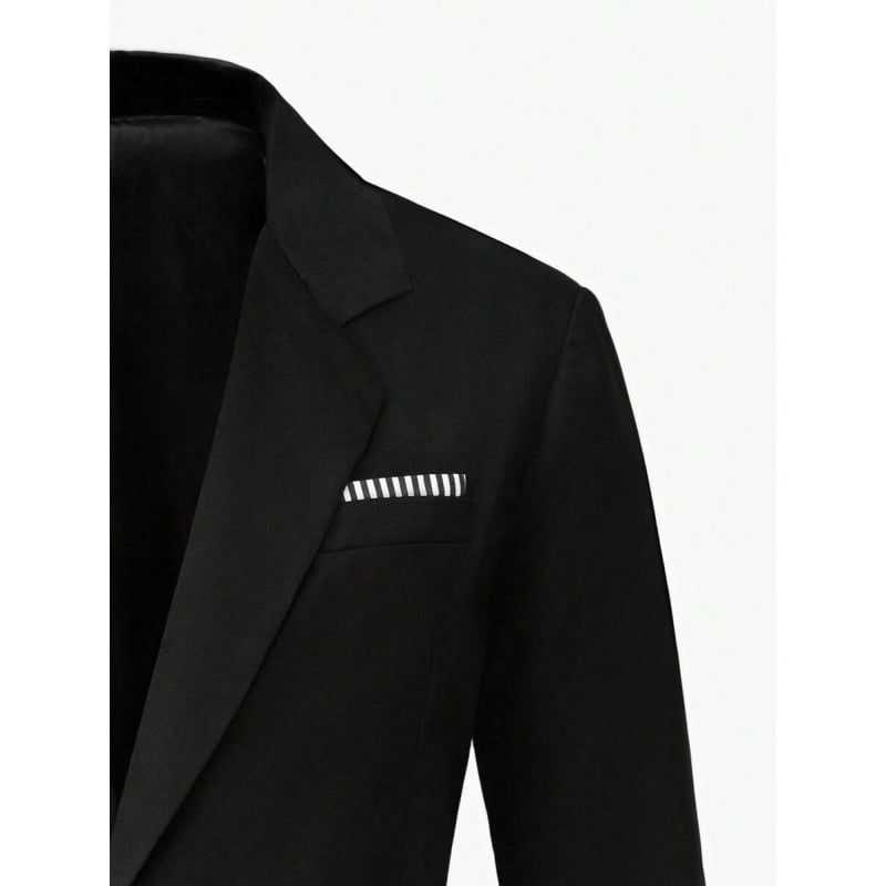 Set bărbătească cu sacou cu mâneci lungi și șshorturi, pentru toate sezoanele, material principal: fibră de acetat într-un amestec sintetic, croială ajustată, nasturi pe trei rânduri