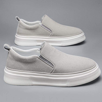 Plimsolls, unisex pantofi casual respirabili slip-on, partea superioară nubuc, căptușeală din cânepă, talpă din spumă de cauciuc, înălțime medie
