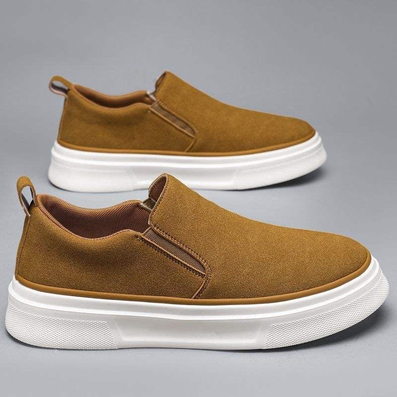 Plimsolls, unisex pantofi casual respirabili slip-on, partea superioară nubuc, căptușeală din cânepă, talpă din spumă de cauciuc, înălțime medie