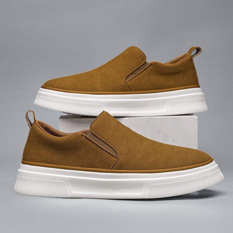Plimsolls, unisex pantofi casual respirabili slip-on, partea superioară nubuc, căptușeală din cânepă, talpă din spumă de cauciuc, înălțime medie