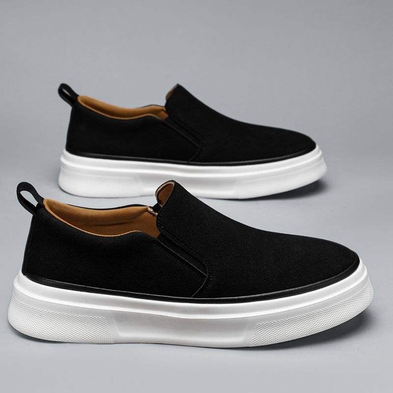 Plimsolls, unisex pantofi casual respirabili slip-on, partea superioară nubuc, căptușeală din cânepă, talpă din spumă de cauciuc, înălțime medie