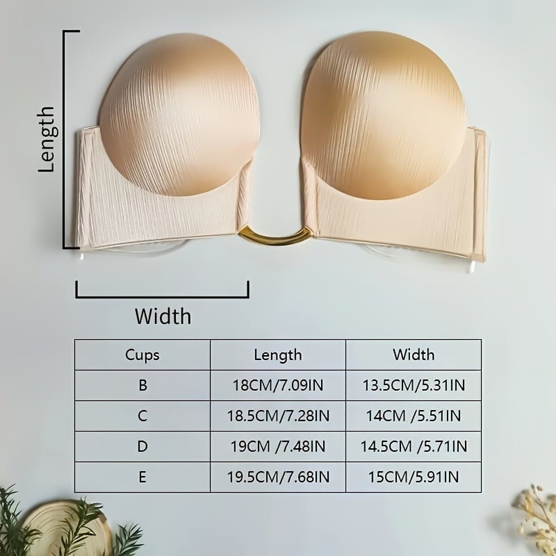 Αόρατο σουτιέν χωρίς τιράντες, ενιαίας κατασκευής με καλούπια 3/4, ύφασμα Nylon/Polyamide με επένδυση σιλικόνης, κούμπωση εμπρός