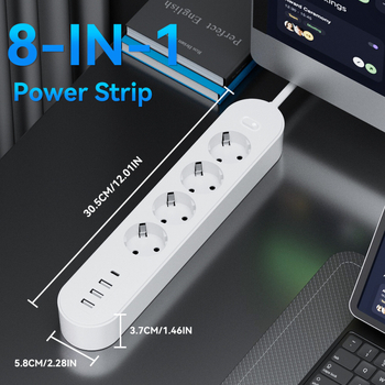 Elektriskais pagarinātājs ar vadu, Eiropas standarts, 10A, 250V, 2500W, CE sertificēts