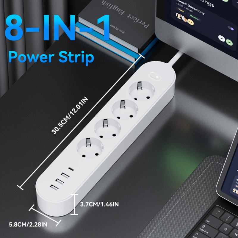 Elektriskais pagarinātājs ar vadu, Eiropas standarts, 10A, 250V, 2500W, CE sertificēts