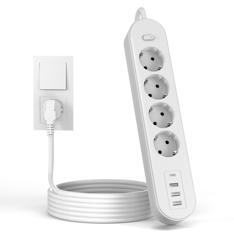 Elektriskais pagarinātājs ar vadu, Eiropas standarts, 10A, 250V, 2500W, CE sertificēts