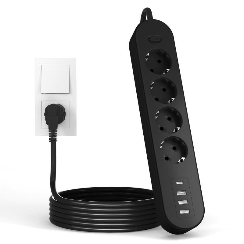 Elektriskais pagarinātājs ar vadu, Eiropas standarts, 10A, 250V, 2500W, CE sertificēts