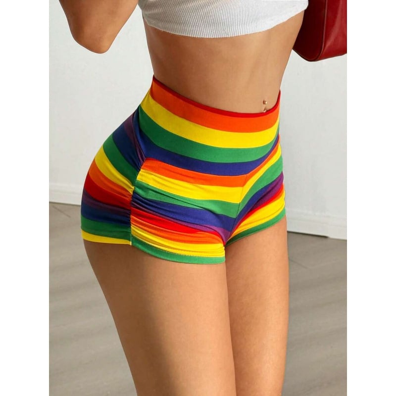 Леггинси с принт на черепи, къс крак, свободен силует, естествен памук, смес CVC, леко разтягане