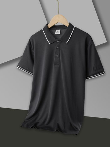 Polo pentru bărbați - Slim Fit, mâneci scurte, patchwork, Color Block, respirabil