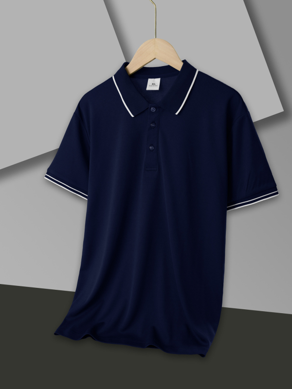 Polo pentru bărbați - Slim Fit, mâneci scurte, patchwork, Color Block, respirabil