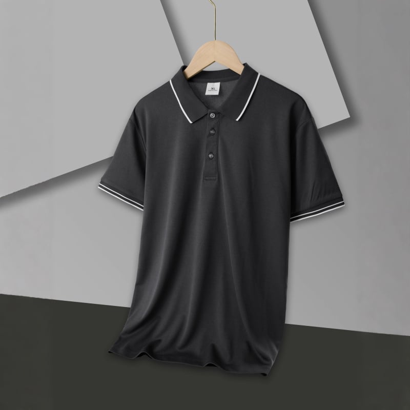 Polo pentru bărbați - Slim Fit, mâneci scurte, patchwork, Color Block, respirabil