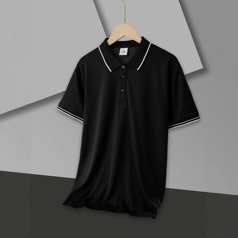 Polo pentru bărbați - Slim Fit, mâneci scurte, patchwork, Color Block, respirabil