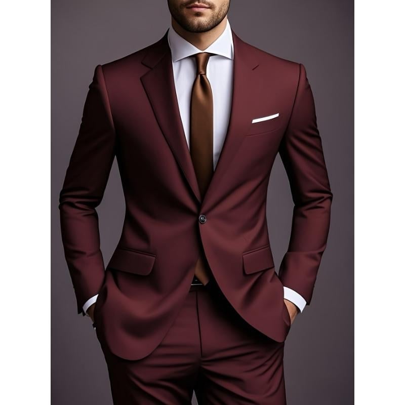 Vyriski Slim Fit kostiumas su švarku ir kelnėmis iš Corduroy audinio, pagrindinė medžiaga: linai, vienos sagos užsegimas, vientisas raštas, pavasaris 2025