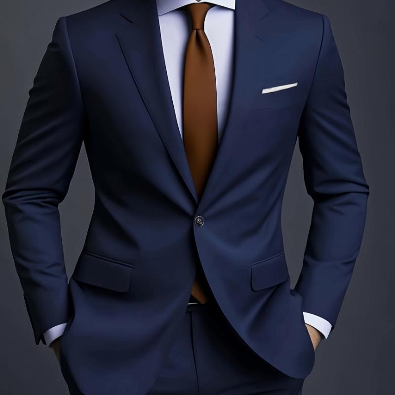 Vyriski Slim Fit kostiumas su švarku ir kelnėmis iš Corduroy audinio, pagrindinė medžiaga: linai, vienos sagos užsegimas, vientisas raštas, pavasaris 2025