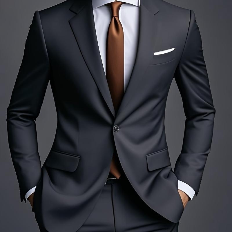 Vyriski Slim Fit kostiumas su švarku ir kelnėmis iš Corduroy audinio, pagrindinė medžiaga: linai, vienos sagos užsegimas, vientisas raštas, pavasaris 2025