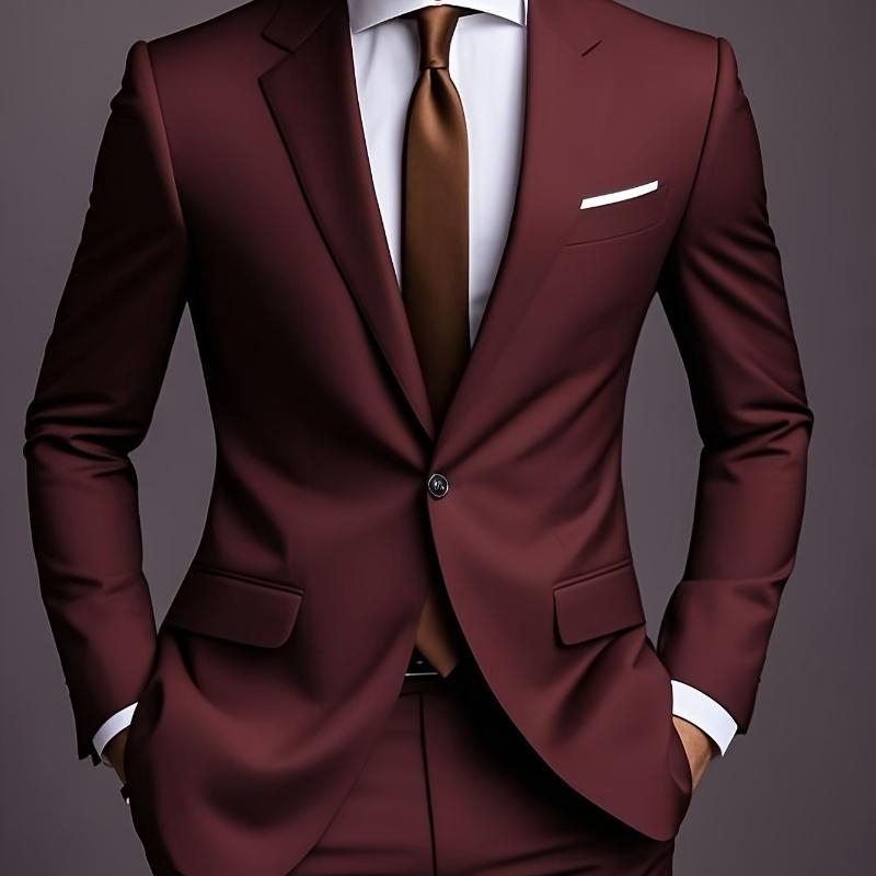 Vyriski Slim Fit kostiumas su švarku ir kelnėmis iš Corduroy audinio, pagrindinė medžiaga: linai, vienos sagos užsegimas, vientisas raštas, pavasaris 2025