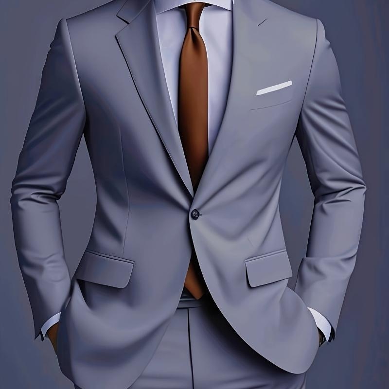 Vyriski Slim Fit kostiumas su švarku ir kelnėmis iš Corduroy audinio, pagrindinė medžiaga: linai, vienos sagos užsegimas, vientisas raštas, pavasaris 2025