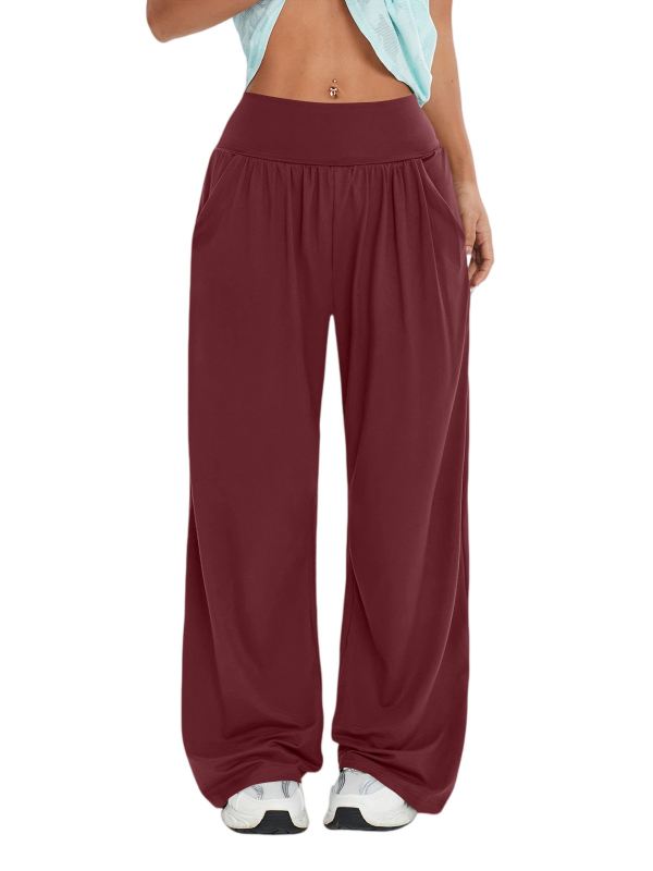 Γυναικεία χαλαρά φαρδιά παντελόνια με τσέπες, ελαστική μέση, πολυεστερική ανάμιξη 30–50%