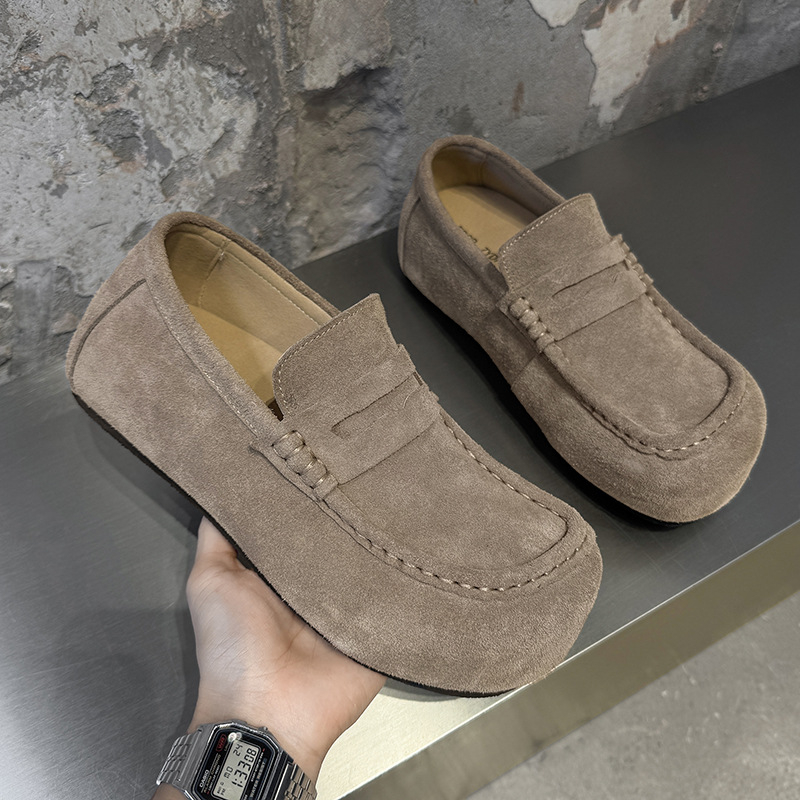 Vyriniai kasdieniai Slip-On lauko bateliai – viršus iš zomšos, gumos padas, įdėklas iš Cow Split odos, modelis 72281