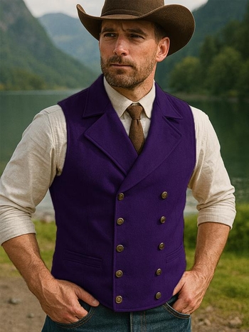 Vyrų Corduroy dviejų eilių liemenė su dryžių raštu, laisvo kirpimo, retro stilius