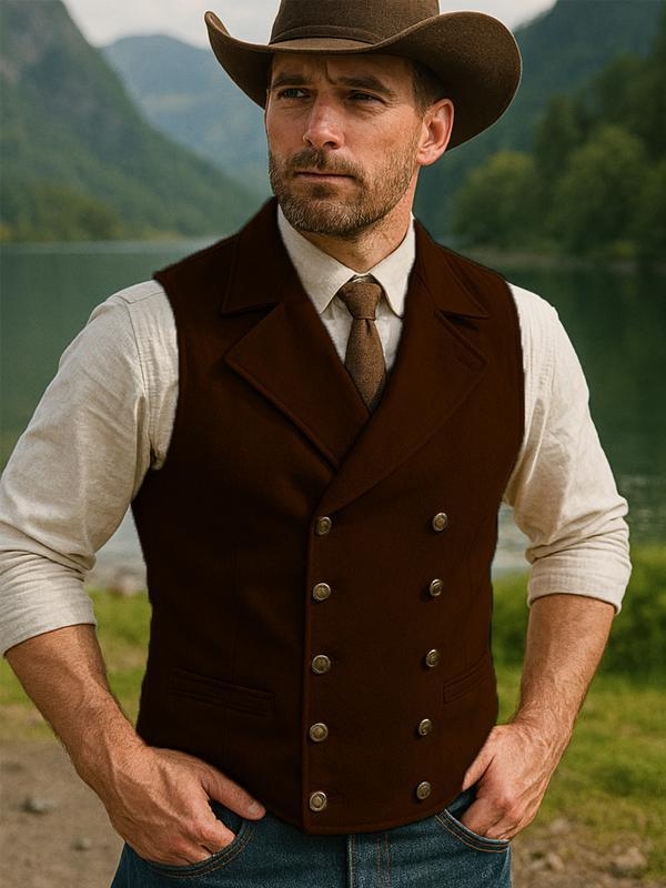 Vyrų Corduroy dviejų eilių liemenė su dryžių raštu, laisvo kirpimo, retro stilius