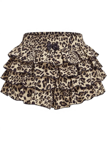 Suknja s visokim pojasom i leopardim uzorkom, svjež i sladak stil, poliester 30-50% (tiskanje/farbanje)