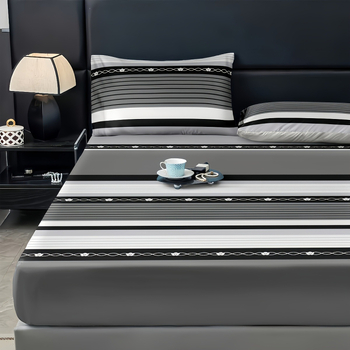 Set de trei piese de lenjerie pentru pat, From Whale, fibră chimică, imprimare digitală, model în dungi