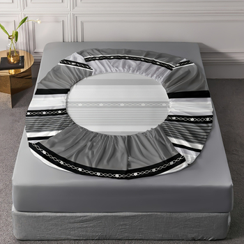 Set de trei piese de lenjerie pentru pat, From Whale, fibră chimică, imprimare digitală, model în dungi