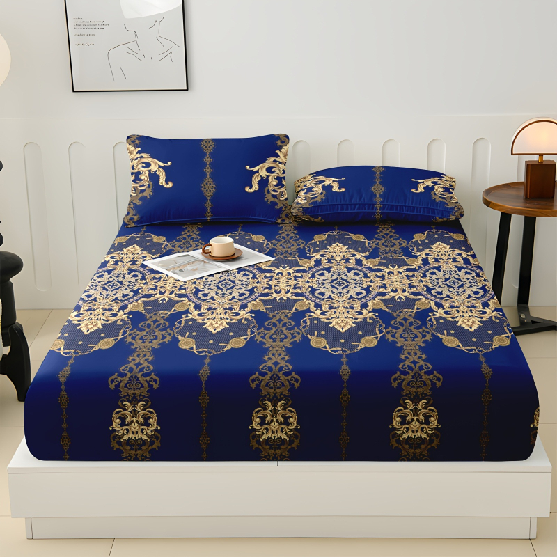 Set de trei piese de lenjerie pentru pat, From Whale, fibră chimică, imprimare digitală, model în dungi