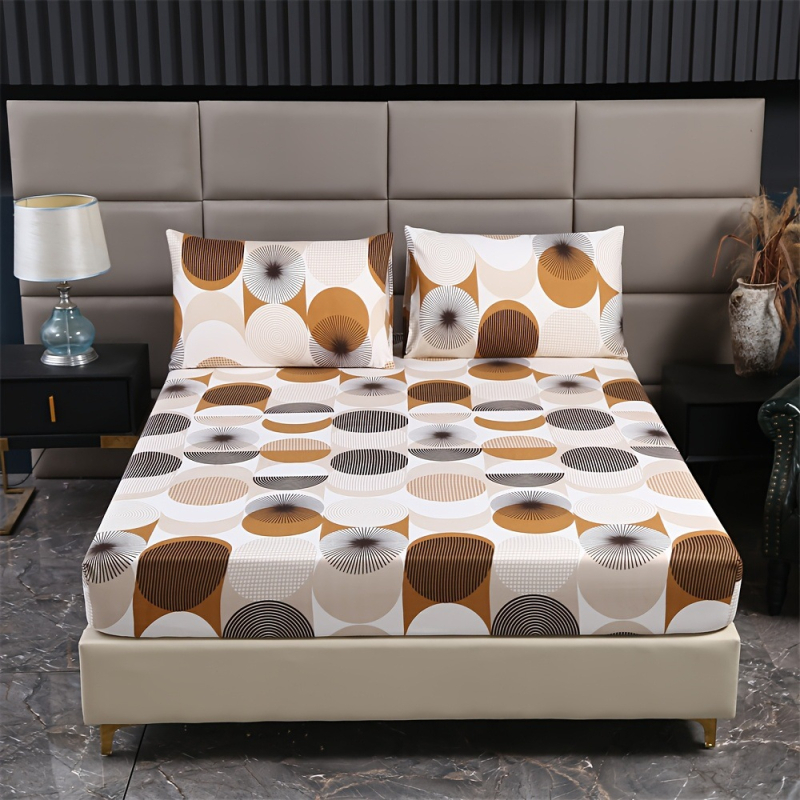 Set de trei piese de lenjerie pentru pat, From Whale, fibră chimică, imprimare digitală, model în dungi