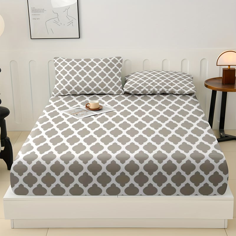 Set de trei piese de lenjerie pentru pat, From Whale, fibră chimică, imprimare digitală, model în dungi