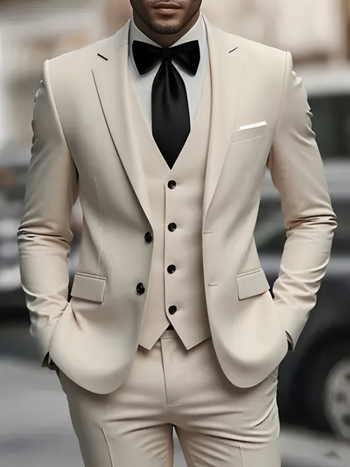 Trys dalių kostiumo komplektas – Notched Lapel, Single-Breasted Two-Button, Slim Fit, Four Seasons