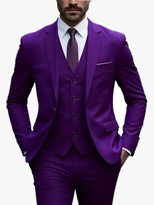Trys dalių kostiumo komplektas – Notched Lapel, Single-Breasted Two-Button, Slim Fit, Four Seasons