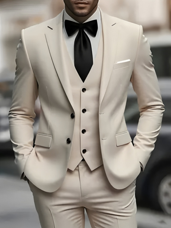 Trys dalių kostiumo komplektas – Notched Lapel, Single-Breasted Two-Button, Slim Fit, Four Seasons