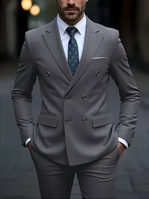 Trys dalių kostiumo komplektas – Notched Lapel, Single-Breasted Two-Button, Slim Fit, Four Seasons