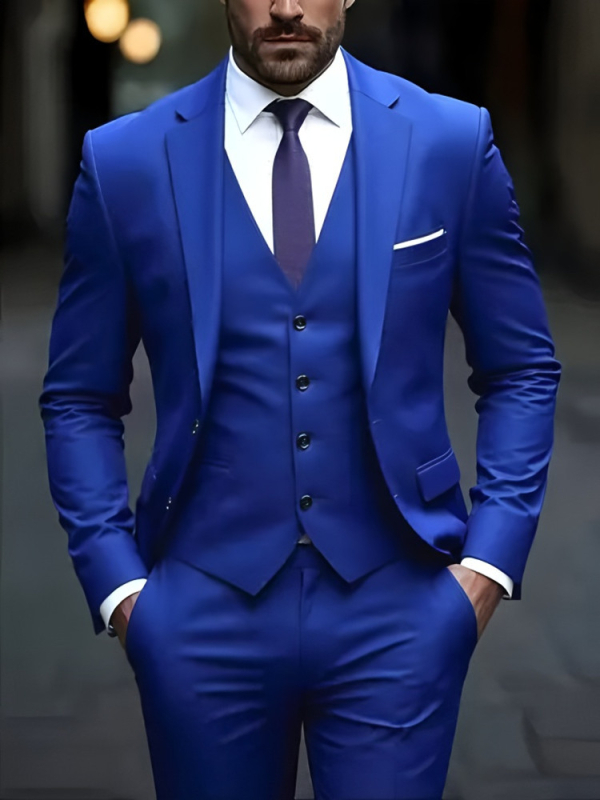 Trys dalių kostiumo komplektas – Notched Lapel, Single-Breasted Two-Button, Slim Fit, Four Seasons
