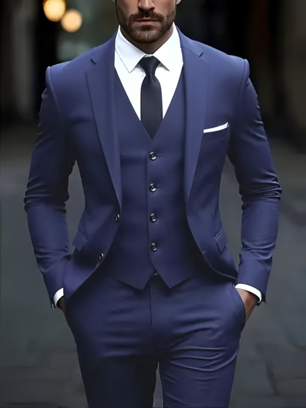 Trys dalių kostiumo komplektas – Notched Lapel, Single-Breasted Two-Button, Slim Fit, Four Seasons