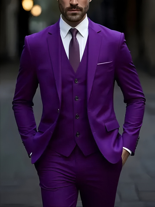 Trys dalių kostiumo komplektas – Notched Lapel, Single-Breasted Two-Button, Slim Fit, Four Seasons