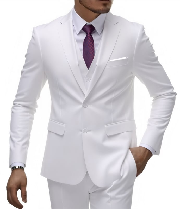 Trys dalių kostiumo komplektas – Notched Lapel, Single-Breasted Two-Button, Slim Fit, Four Seasons