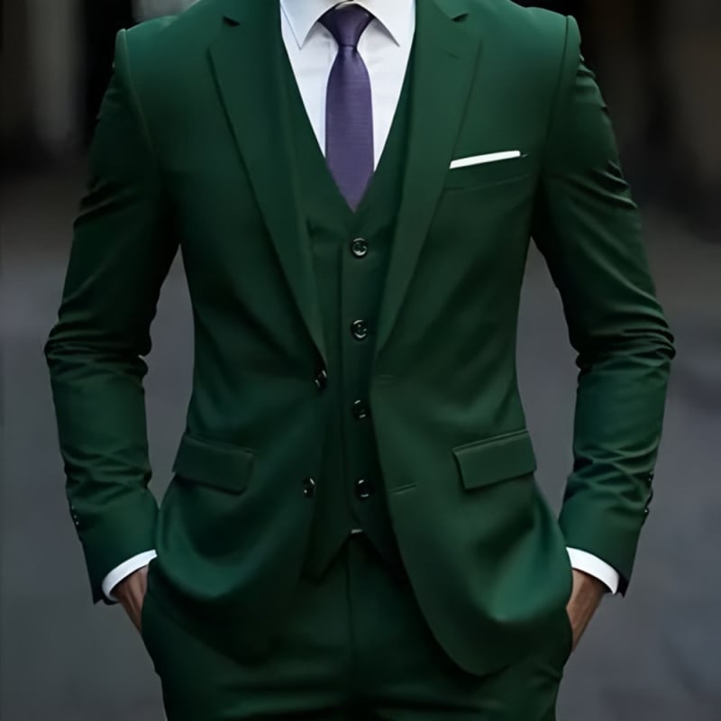 Trys dalių kostiumo komplektas – Notched Lapel, Single-Breasted Two-Button, Slim Fit, Four Seasons