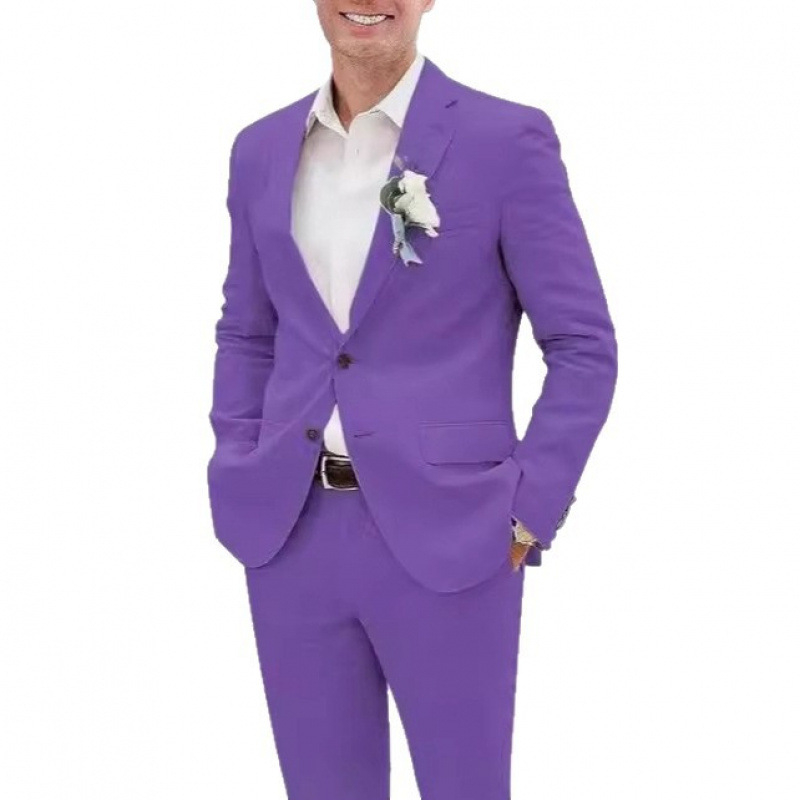 Vyrų slim-fit kostiumo komplektas, vieno mygtuko uždarymas, peak lapel, poliesterio pluošto mišinys 30%, vienos spalvos, vasaros lengvas verslo stilius