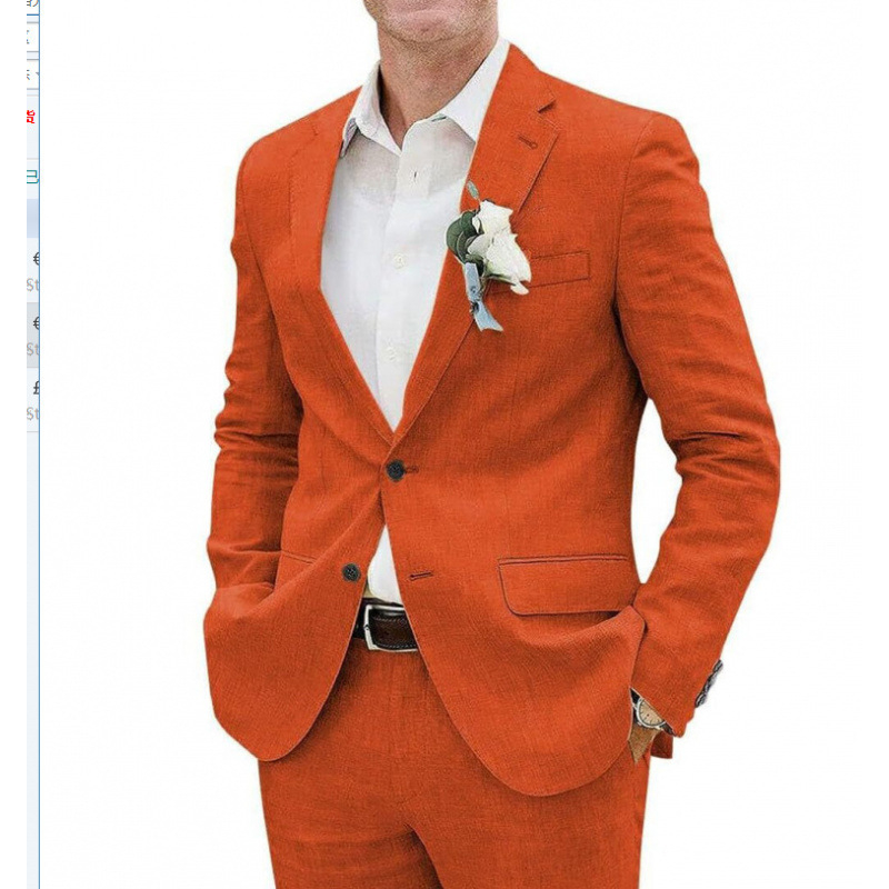 Vyrų slim-fit kostiumo komplektas, vieno mygtuko uždarymas, peak lapel, poliesterio pluošto mišinys 30%, vienos spalvos, vasaros lengvas verslo stilius