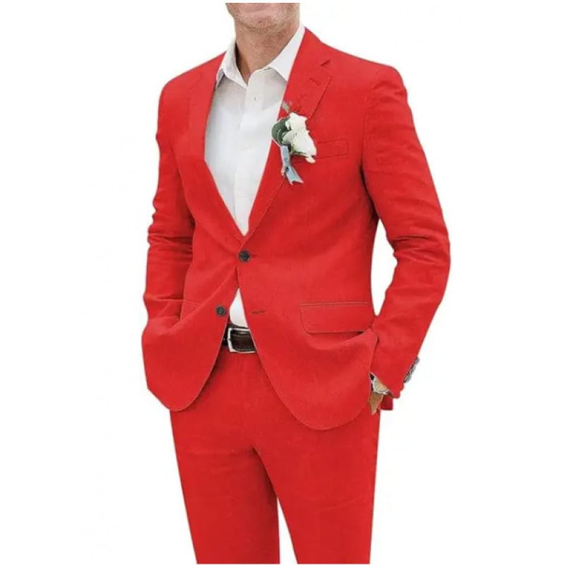 Vyrų slim-fit kostiumo komplektas, vieno mygtuko uždarymas, peak lapel, poliesterio pluošto mišinys 30%, vienos spalvos, vasaros lengvas verslo stilius