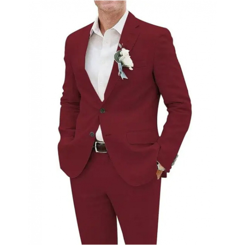 Vyrų slim-fit kostiumo komplektas, vieno mygtuko uždarymas, peak lapel, poliesterio pluošto mišinys 30%, vienos spalvos, vasaros lengvas verslo stilius