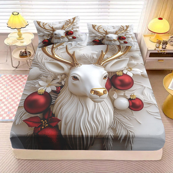 Set de 4 piese cu imprimeu digital pe flanel — poliester, stil Modern Minimalist, procesare personalizată