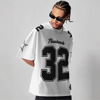 Tricou cu imprimeu geometric de litere, mânecă scurtă, guler rotund, croială lejeră, imprimare digitală, 96% amestec poliester