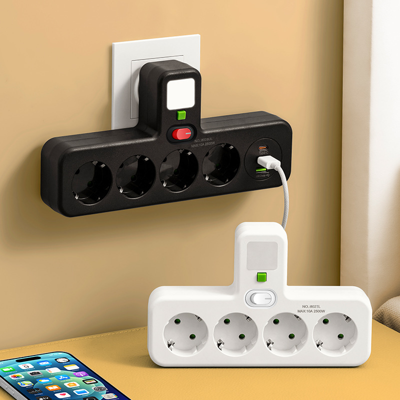 Europos kištukų adapteris su keliomis kištukinėmis, sieninė lizdė, 10A/2500W, nacionalinis standartas, pagrindinis valdymas