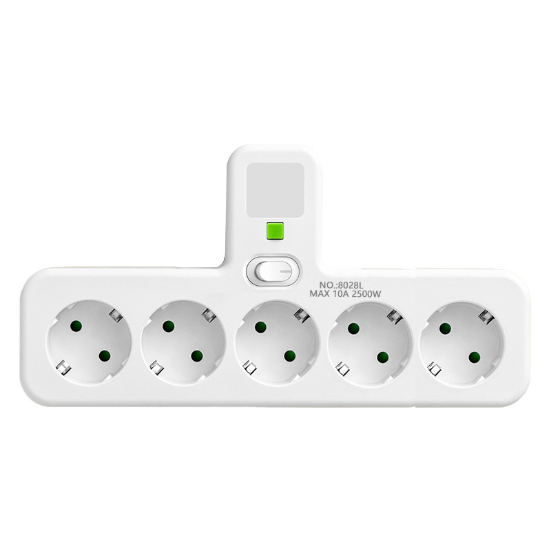 Europos kištukų adapteris su keliomis kištukinėmis, sieninė lizdė, 10A/2500W, nacionalinis standartas, pagrindinis valdymas